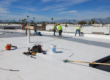 Single-ply roofing installed on a Southern California commercial property