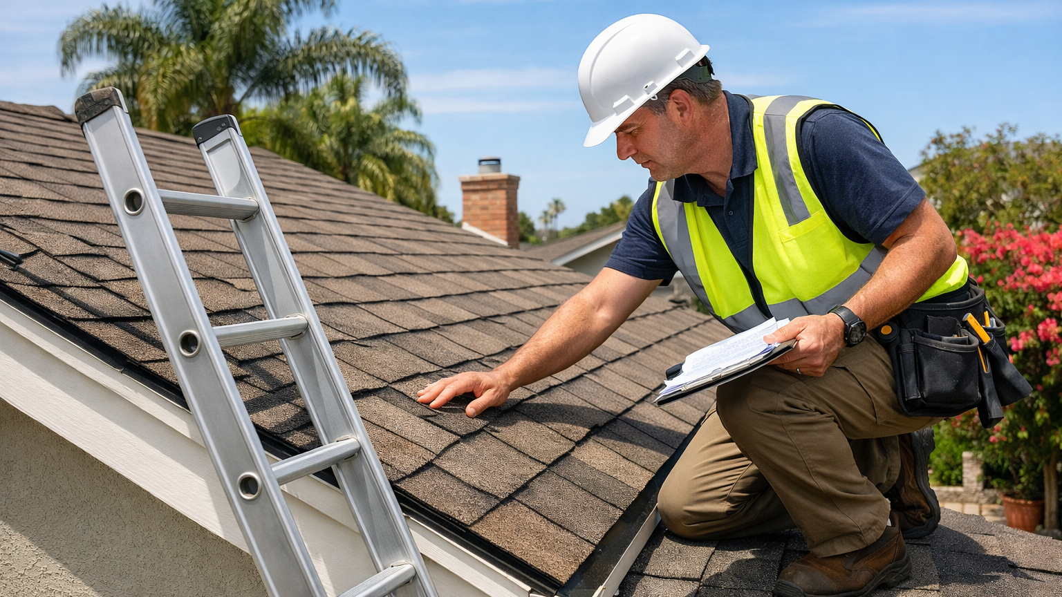 contractor inspecting roof to prevent roofing mistakes California homeowners make