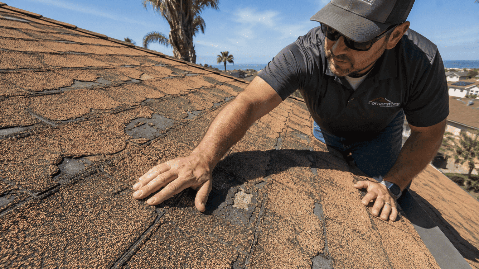 Roof blistering on a sun-exposed California roof surface