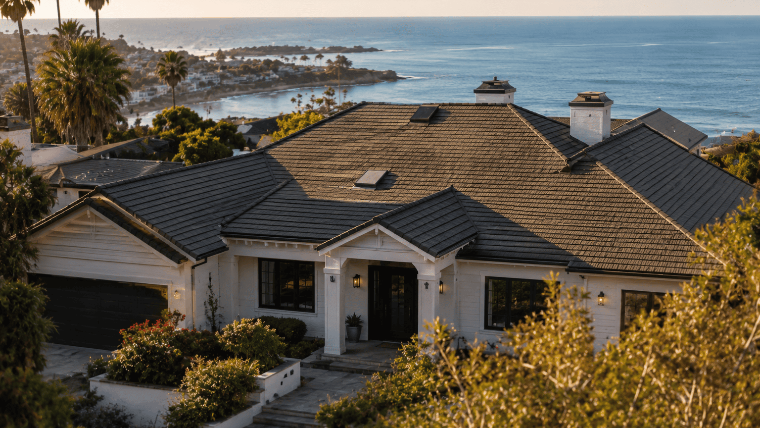 Coastal roofing solution on a California home near the ocean