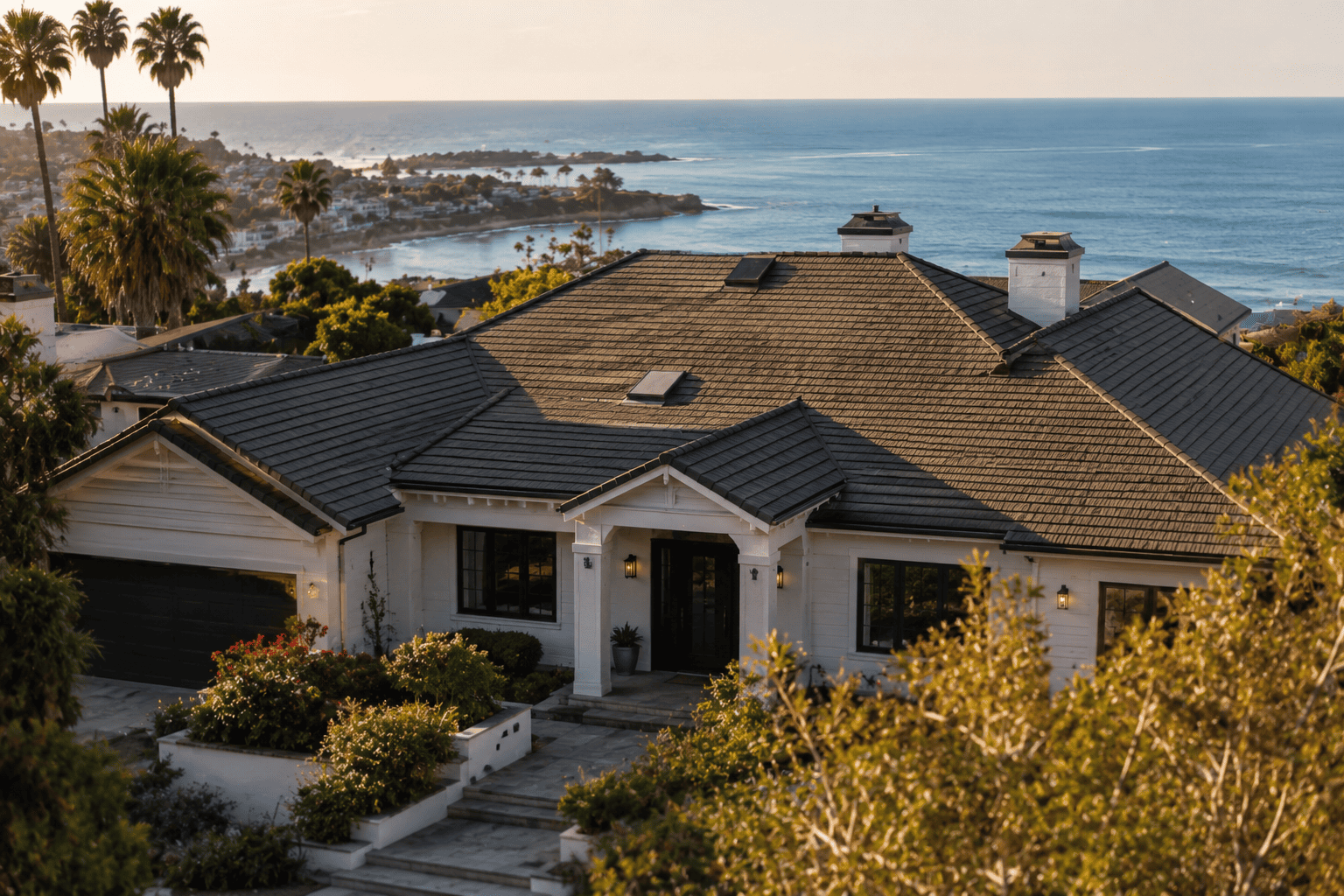 Coastal roofing solution on a California home near the ocean