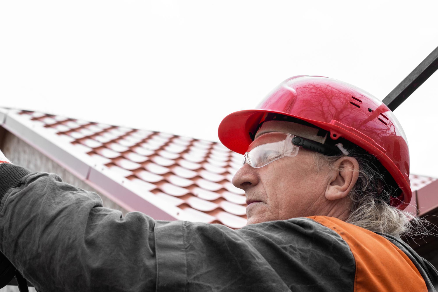 Roof inspection in progress on a residential home